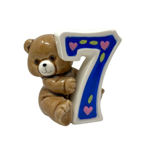 Vintage Norcrest Japan Teddy Bear Birthday Set Cake Topper Porcelain Figurine - Picture 5 of 7